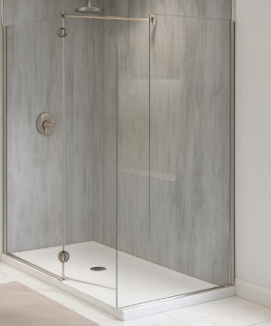 Fleurco Canada Select Monaco 24"- 33" x 30"- 34"- 39"- 45" 2 Sided Round top shower shield, 3/8" (10 mm) glass, 79" H (80 1/2" to top of