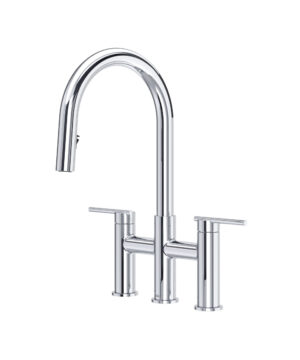 Riobel Lateral Bridge Pull-Down Kitchen Faucet With C-Spout