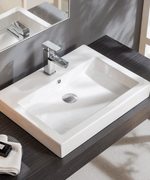 RUBY CANADA 24" x 18" Porcelain vessel sink for single-hole faucet with overflow